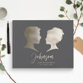 grey and silver wedding guest book classic cameo silhouettes sign in guestbook