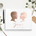 rose gold foil and white traditional wedding guest book for reception
