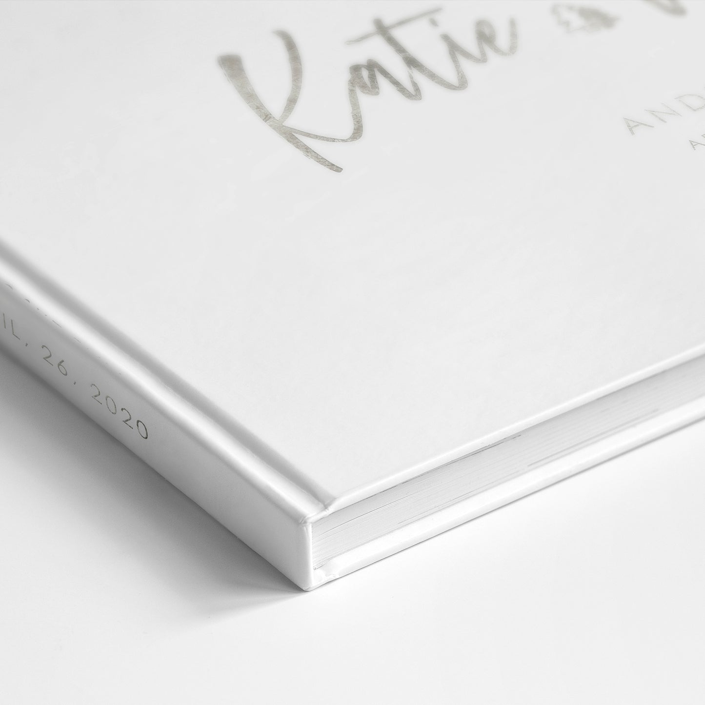 Silver foil guest book spine printing