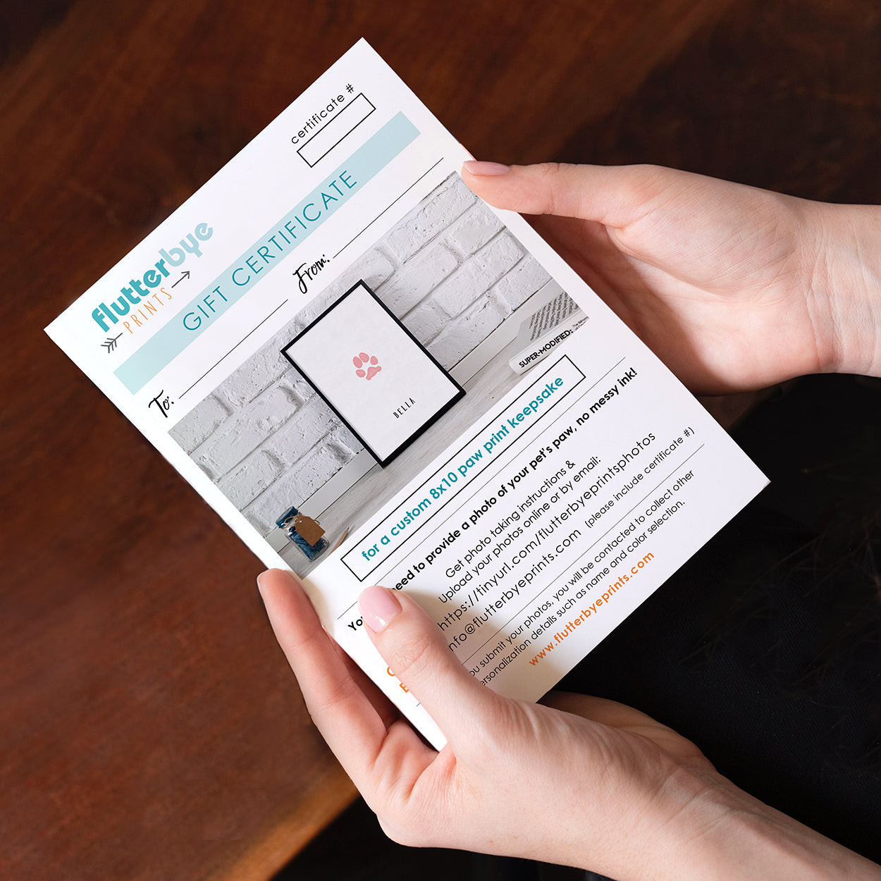 Pet Print Keepsake Gift Certificate - Flutterbye Prints