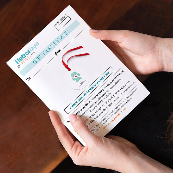 Pet Print Keepsake Gift Certificate - Flutterbye Prints