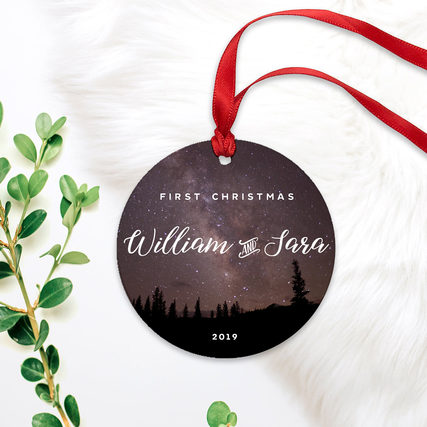 First Christmas Married ornament with Starry Celestial Night Sky Camping