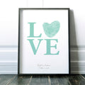 Wedding Guestbook Canvas sign in poster Love Fingerprint Heart Sign Aqua Blue Wedding Colors