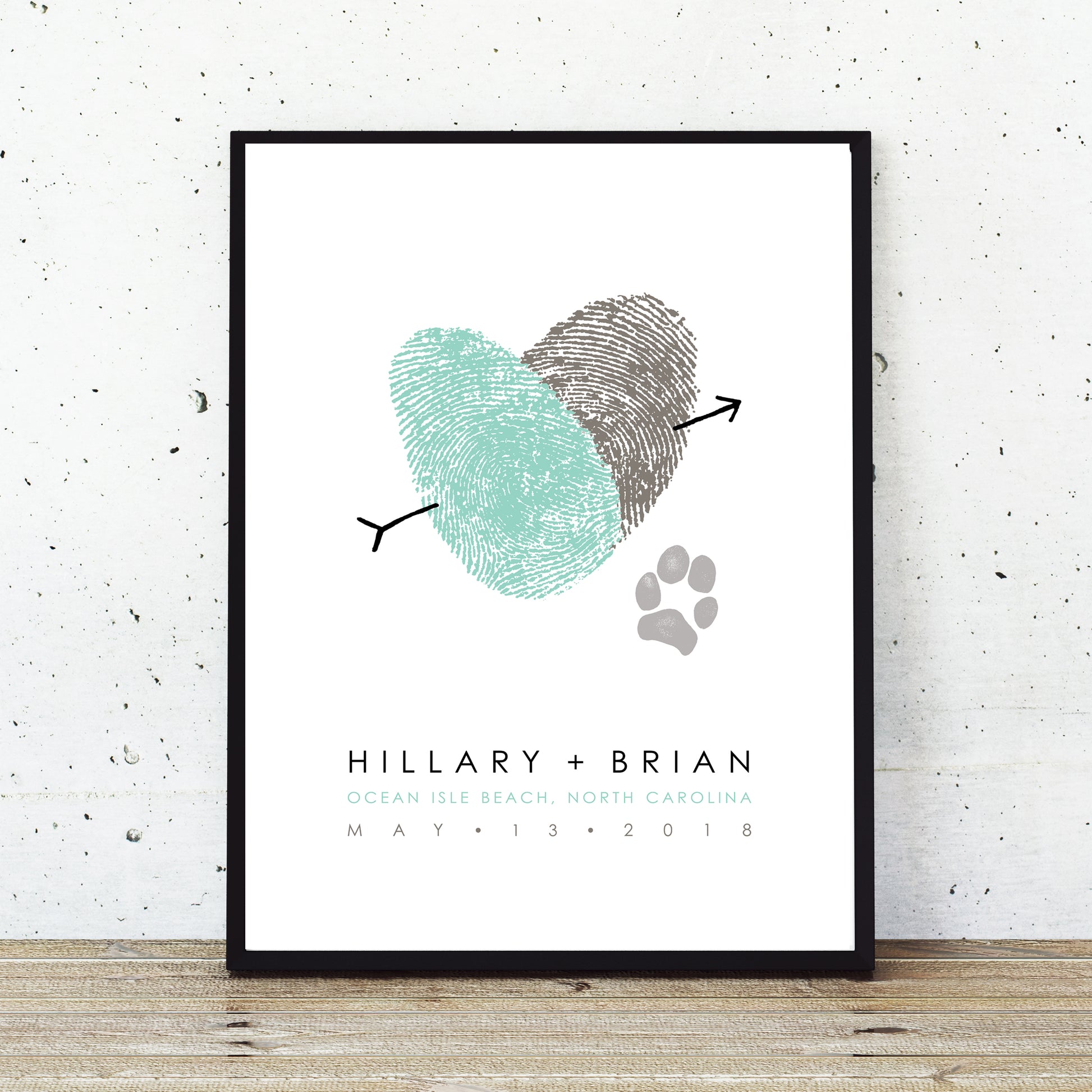 Fingerprint wedding guest book with dog paw print
