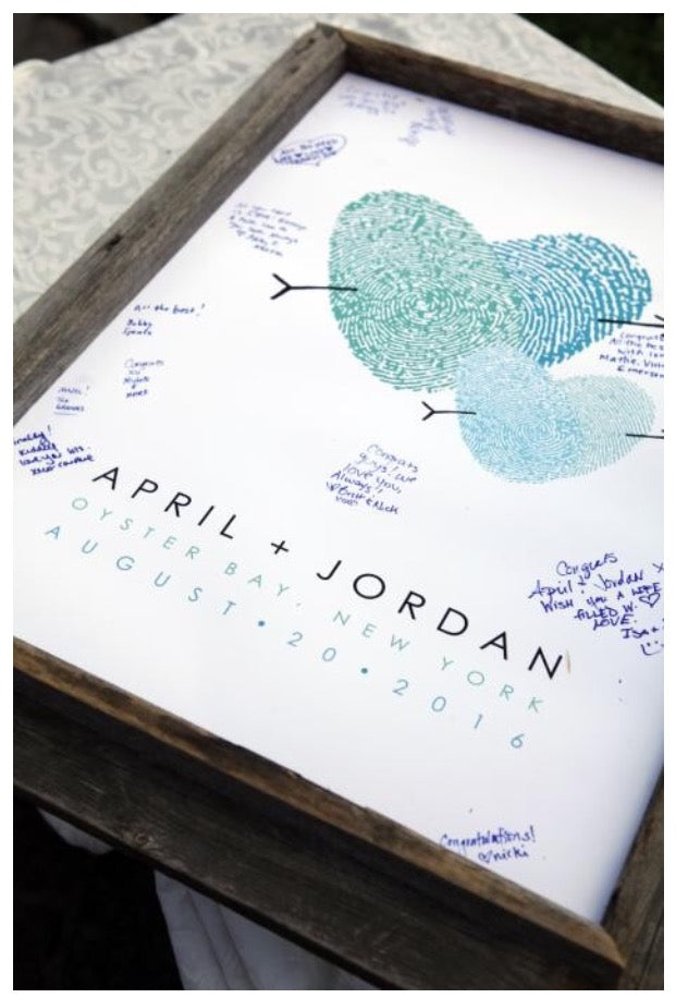 Wedding guest book alternative with parent and kids fingerprints