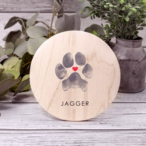 personalized wooden sign with real dog paw print for pet loss memorial gift